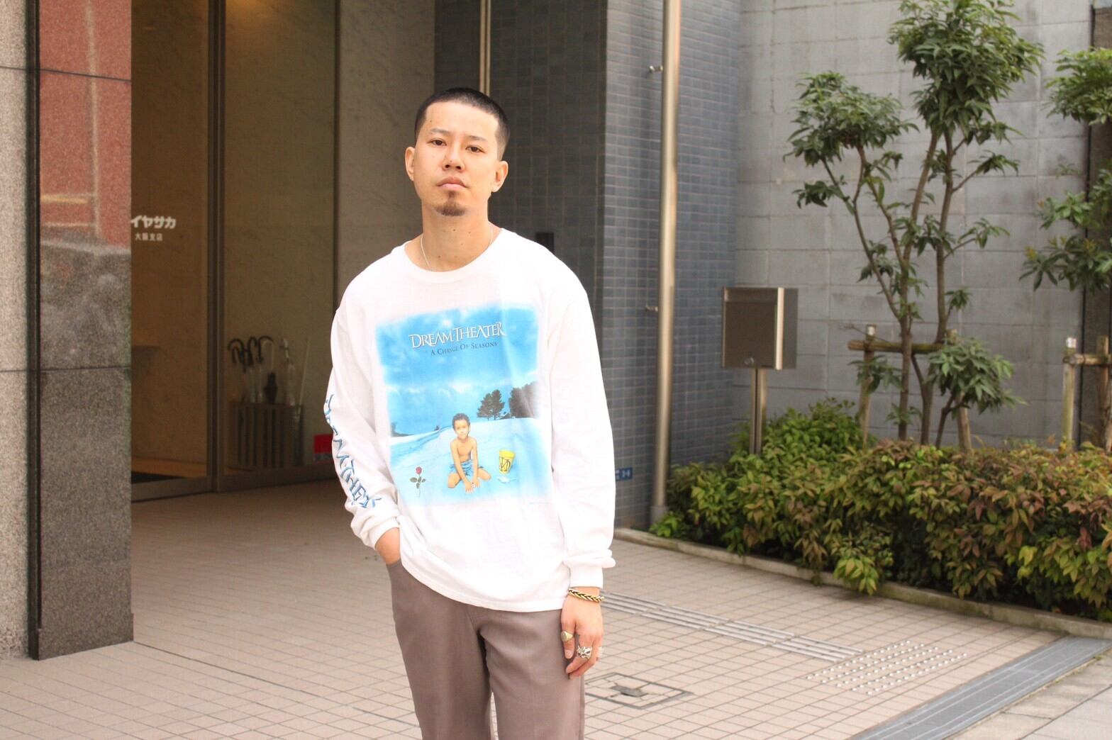90s (1995) Hanes "DREAM THEATER" L/S Print Tee USA製