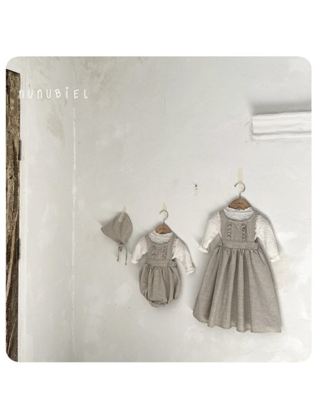 予約⌇nunubiel / Twill romper bonnet set (baby)