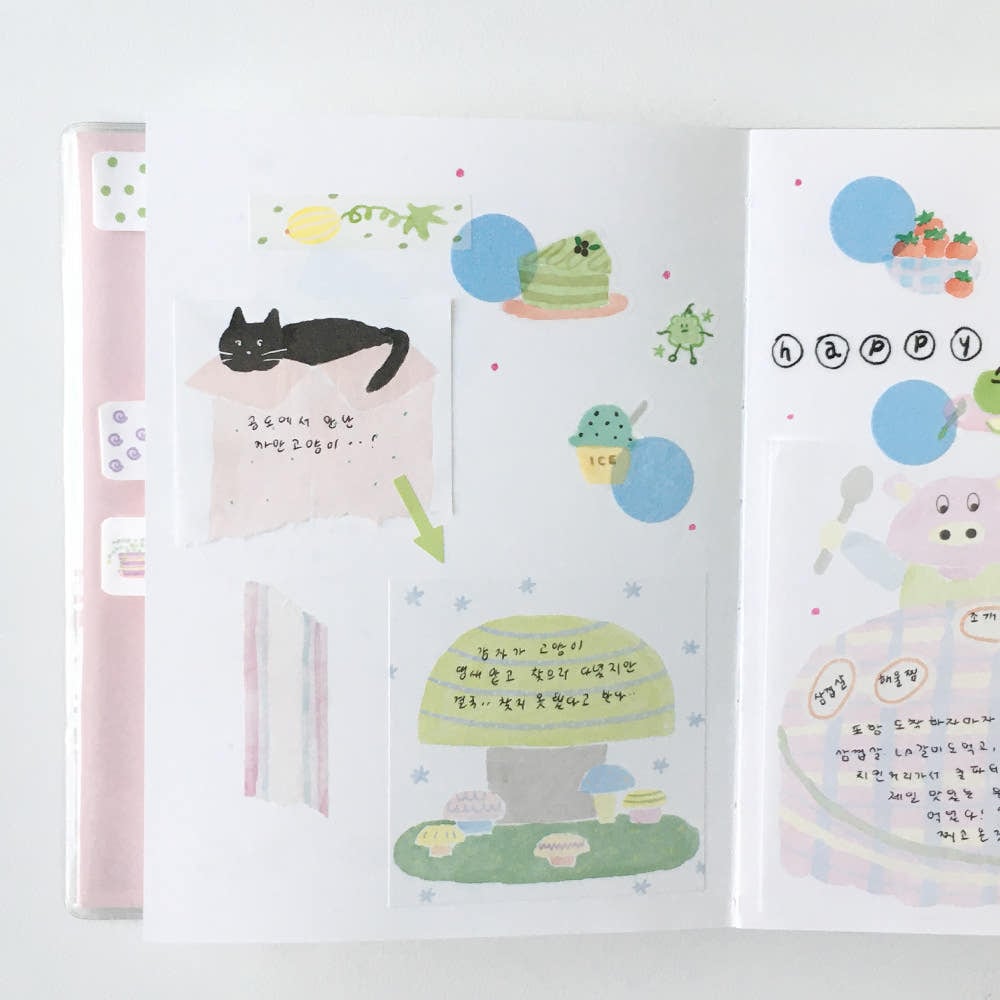 韓国作家　キスカット　マスキングテープ zafa】マスキングテープ 신선한 키스컷 glen キスカット | 韓国文具