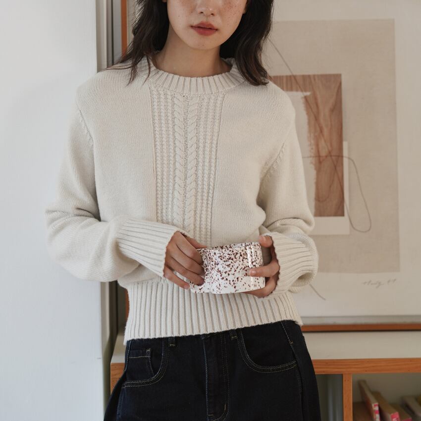 cable short knit top J00120