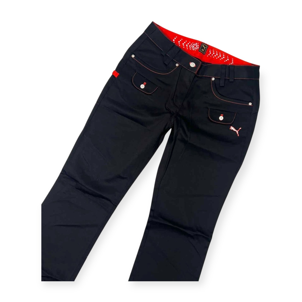 PUMA GOLF プーマゴルフストレッチ コットン スラックス パンツ M /黒 ブラック/レディース