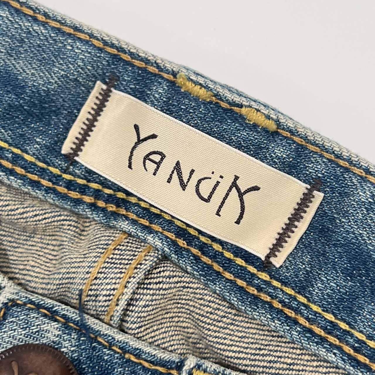 YANUK ヤヌーク ダメージ加工 デニム パンツ 23/インディゴ レディース 革ラベル