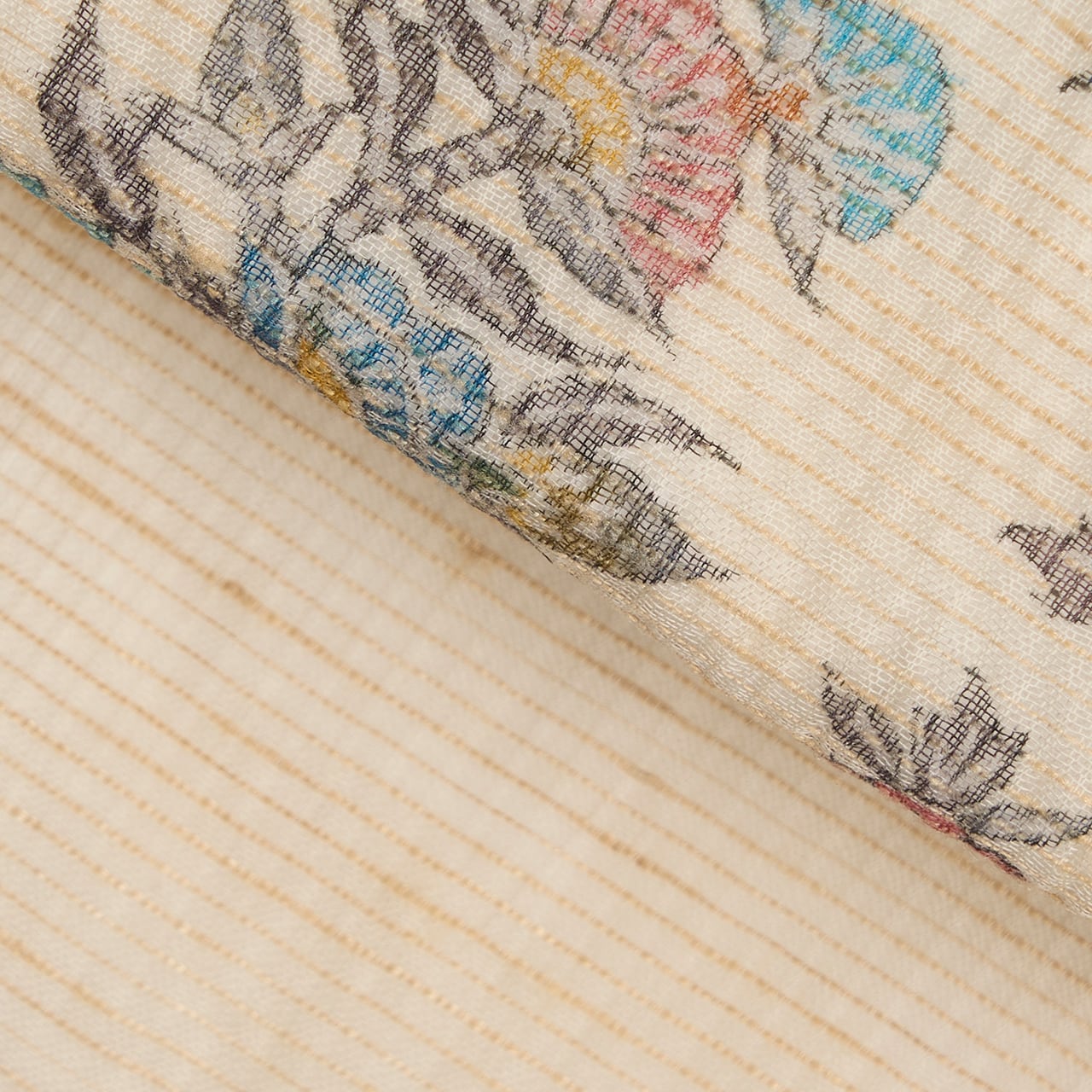 ペルシャ花文 木版更紗 紬紗夏名古屋帯 作家物【未着用品】 | かわの屋