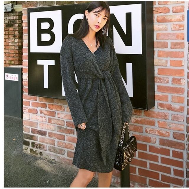 カシュクールニットワンピース ドルマンカシュクールニットワンピース