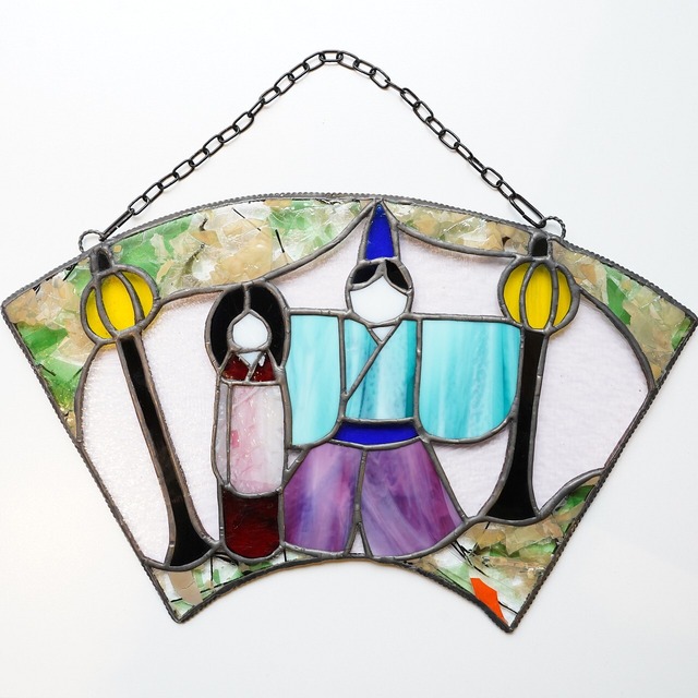 【森中 美佐江】ステンドグラス雛人形　壁掛け