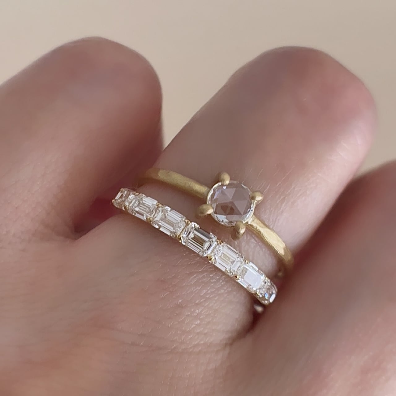 ローズカット ダイヤモンドリング A 0.145ct K18イエローゴールド 