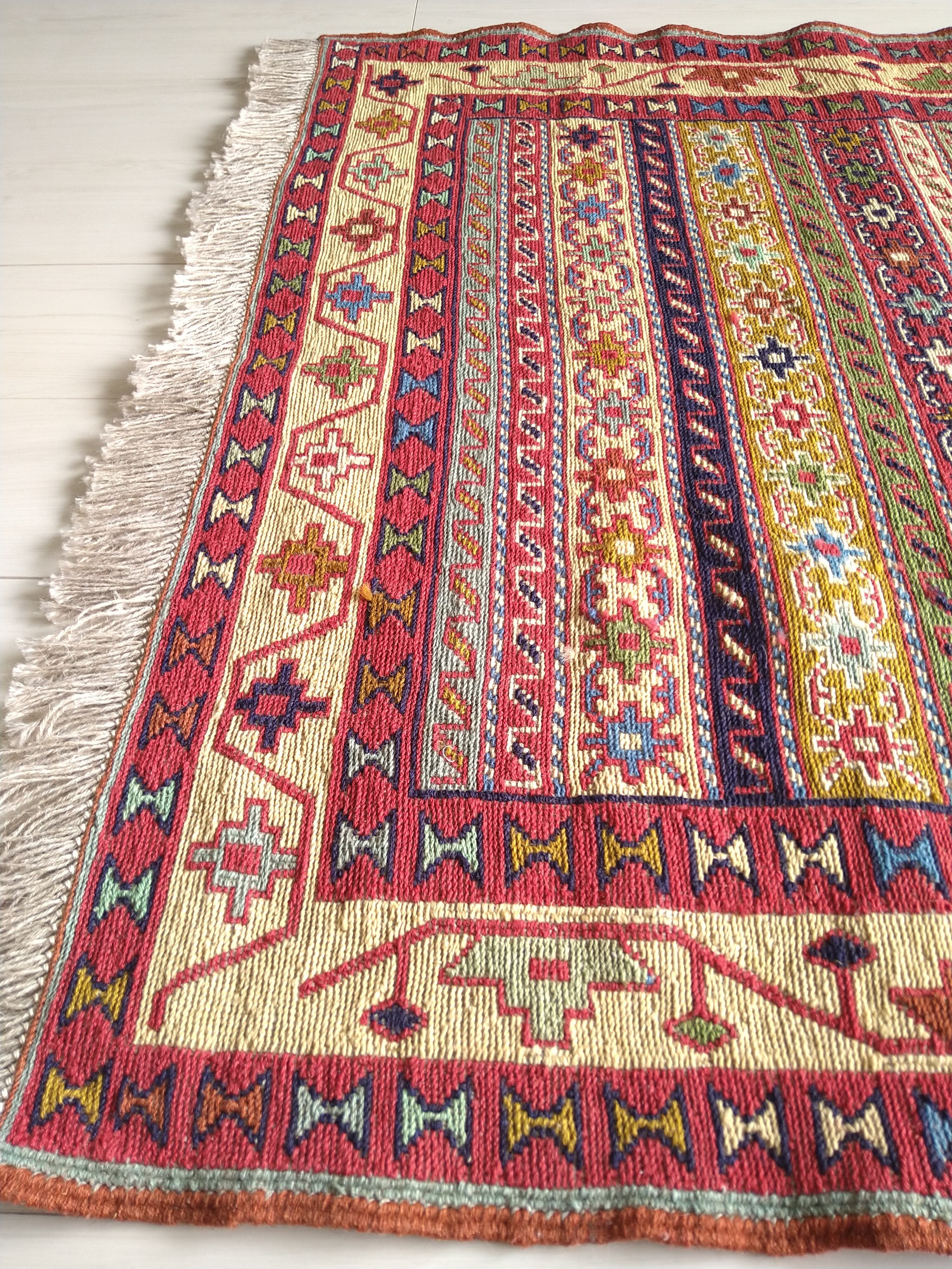 Persian Kilim 147x100cm Colorful Earthy Stripes ペルシャ絨毯