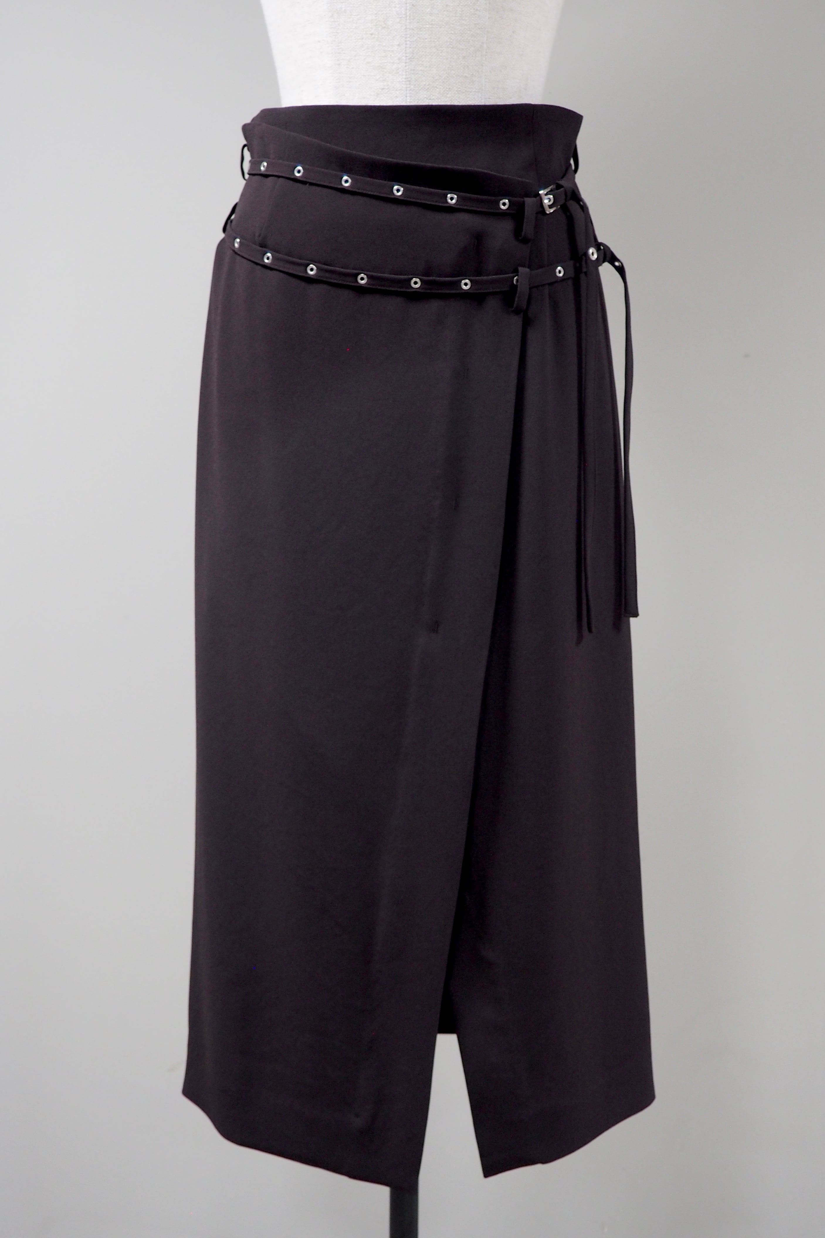 【FETICO】Crepe wrap skirt -dark brown-