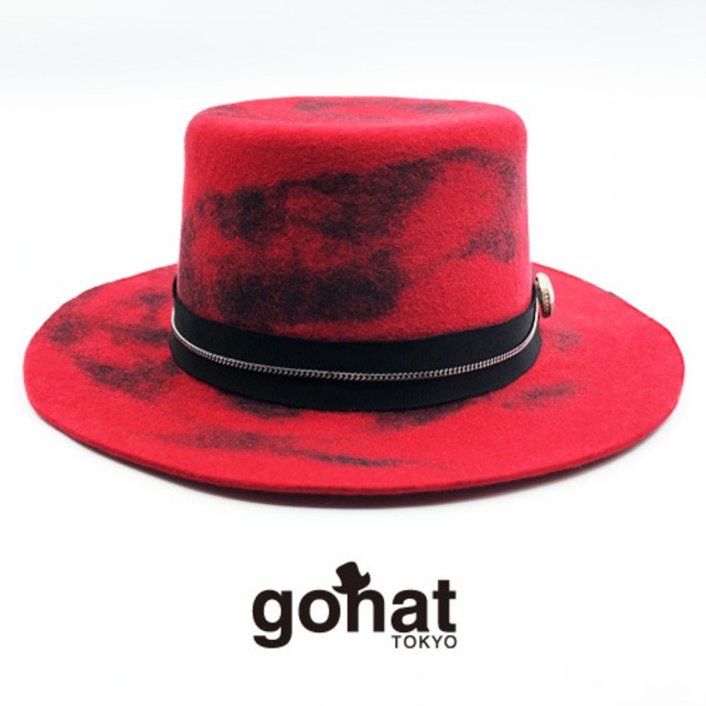 Wool BOATER HAT / レッド ブラック 赤 黒 帽子 ハット HAT  カンカン ボーター