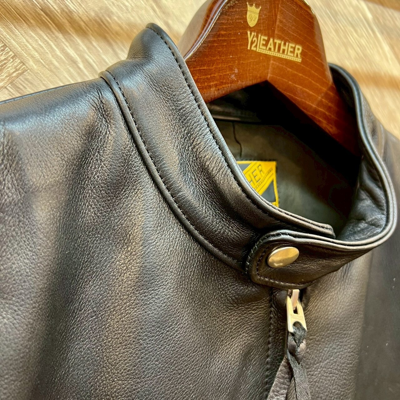 ワイツーレザー【Y'2 LEATHER】STEER OIL SINGLE BREASTED MOTORCYCLE JACKET 40・42サイズ - 3