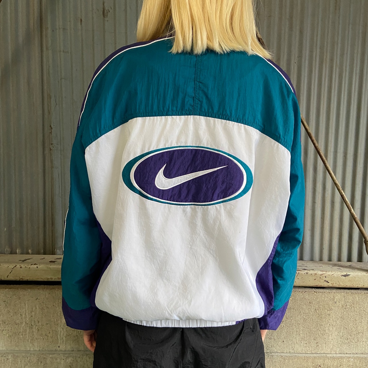 90年代 NIKE ナイキ スウォッシュ バック刺繍 ナイロンジャケット 