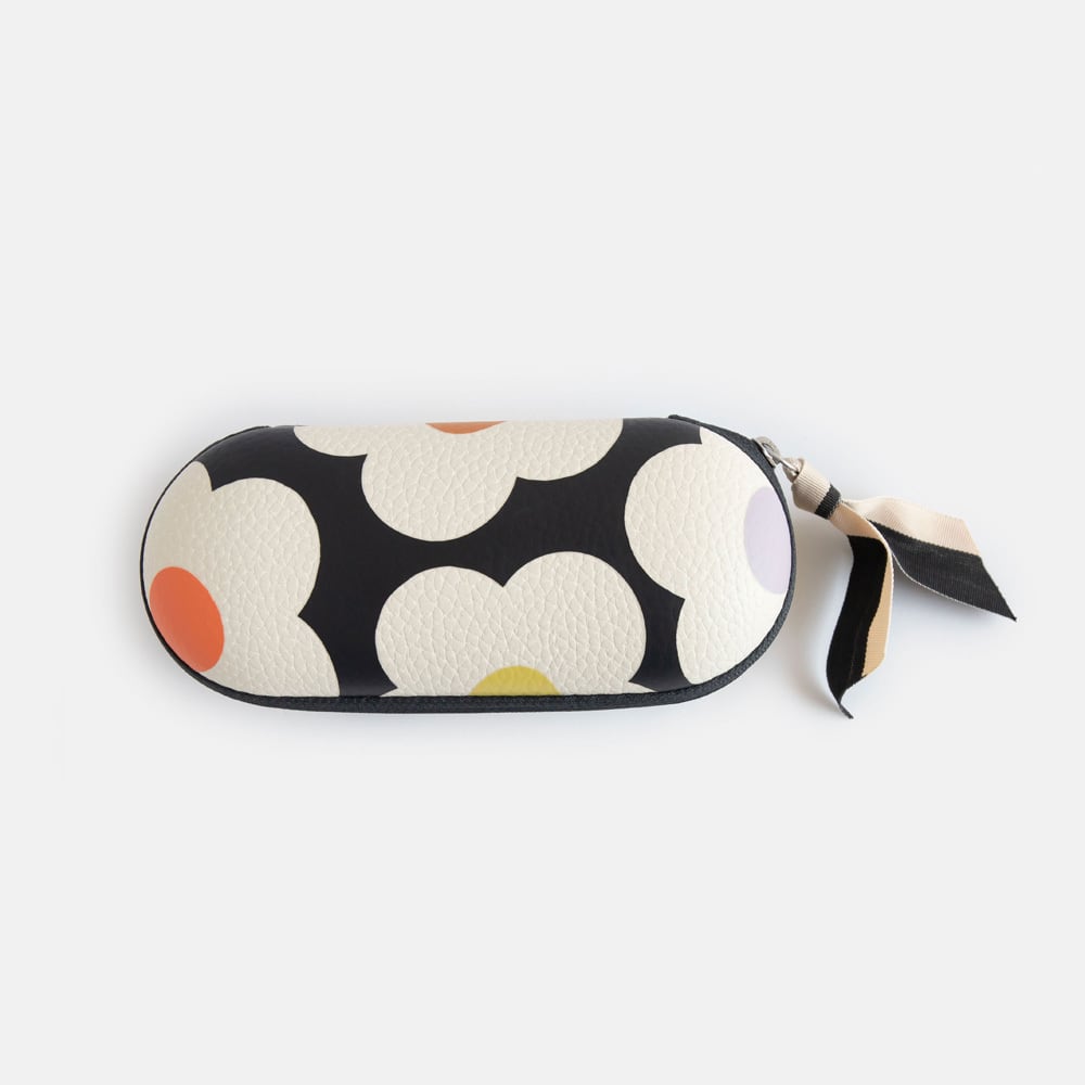 MULTI FLOWER CHARCOAL ZIP GLASSES CASE_GCS124