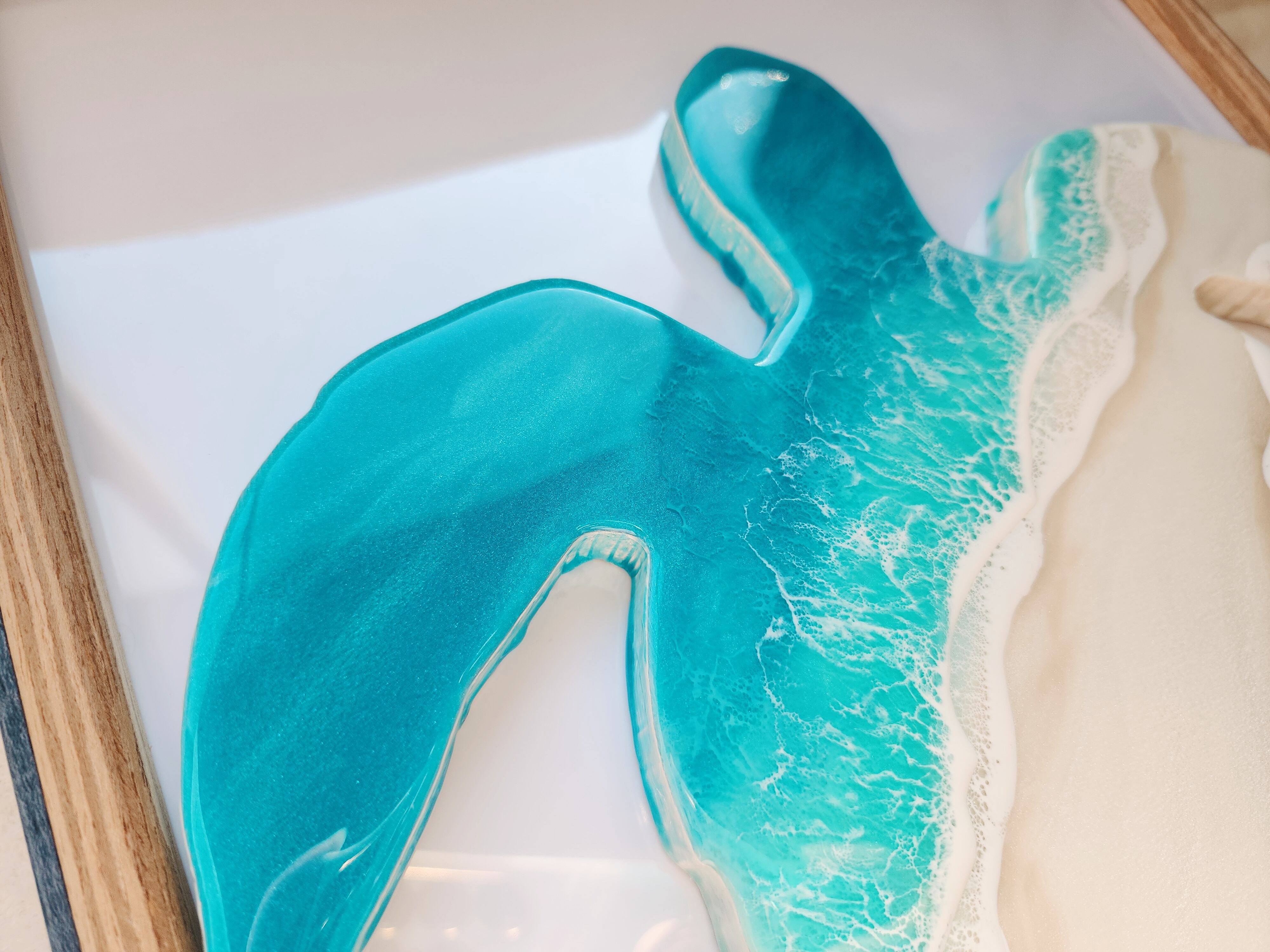 362.オーシャンレジンアート ホヌ型パネル額縁付き