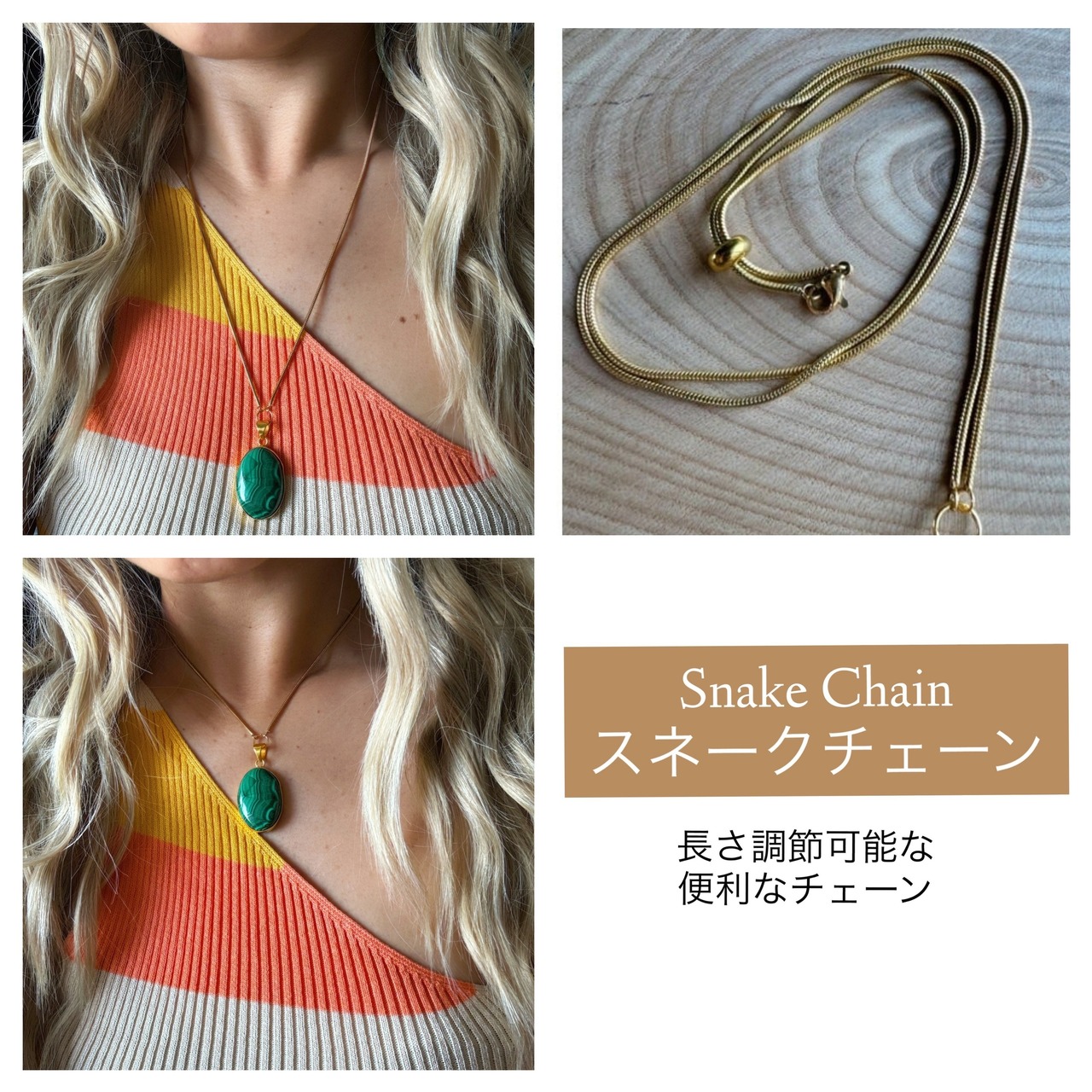 Malachite necklace(セミオーダーマラカイト天然石ネックレス)