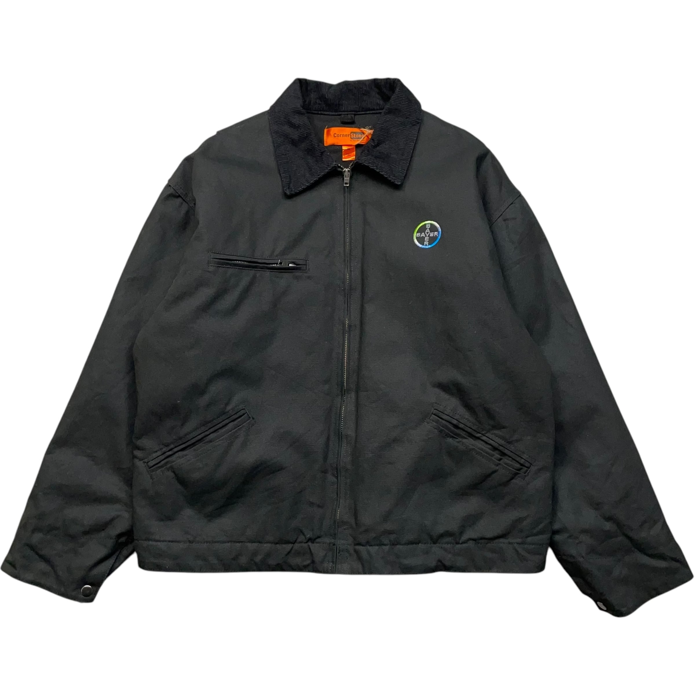 《XL》 Corner Stone ダックジャケット 刺繍 ワンポイント ブラック no.5718