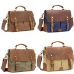 メッセンジャーバッグ キャンバス オイルレザー メンズ レディース ユニセックス ショルダーバッグ クロスボディーバッグ