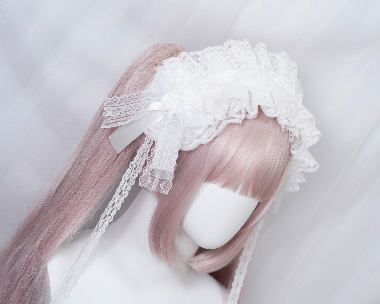 ♡【Sayakadoll original No.17】（ヴェール別売り）儚げプリンセス お花とホワイトレースのフリルリボンヘッドドレス light blue  ♡