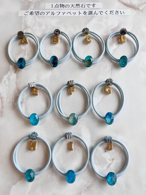 Baby Chrysocolla×Crystal hair accessory(ベビークリソコラ×クリスタルヘアゴム)