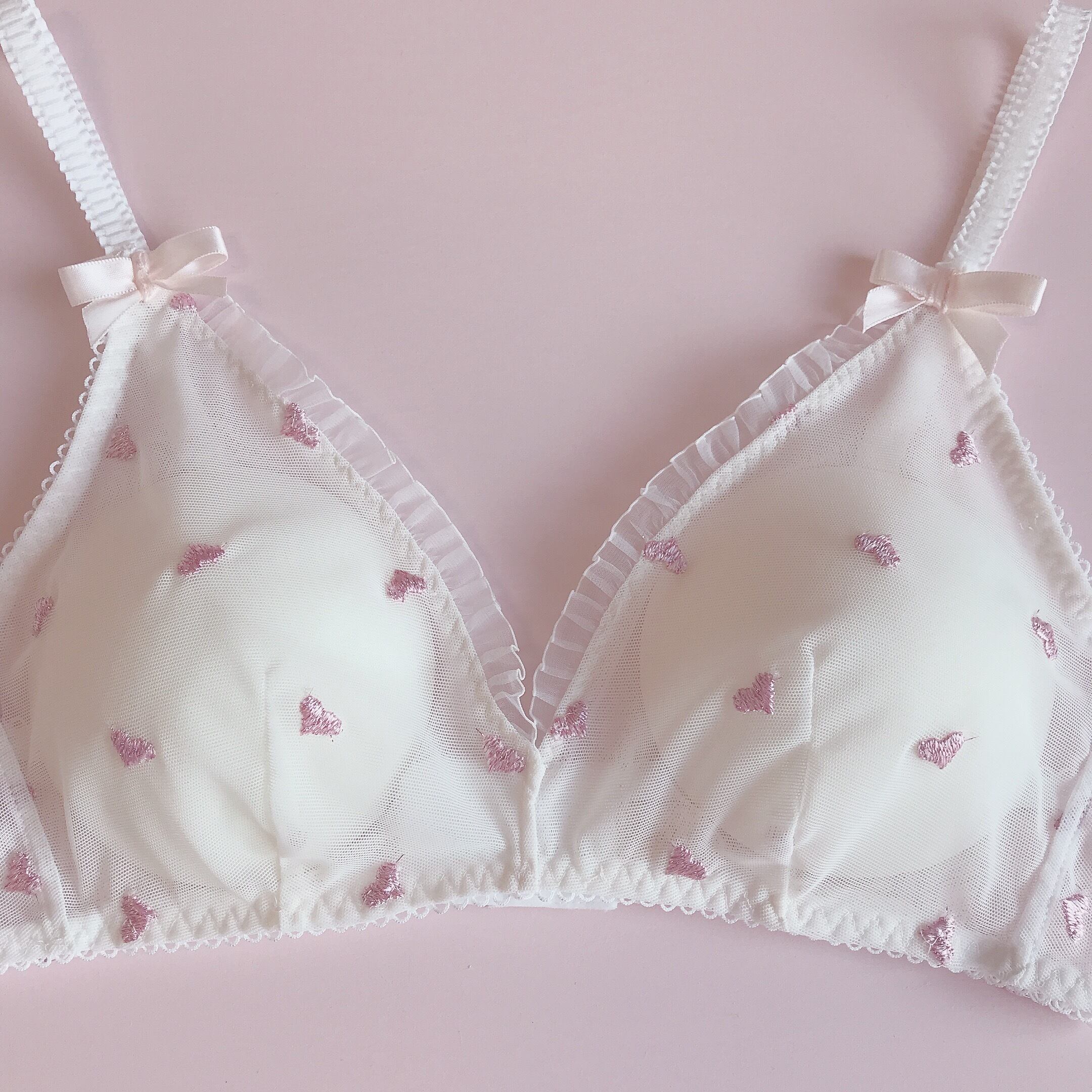 pink hearts bralette(baby pink)