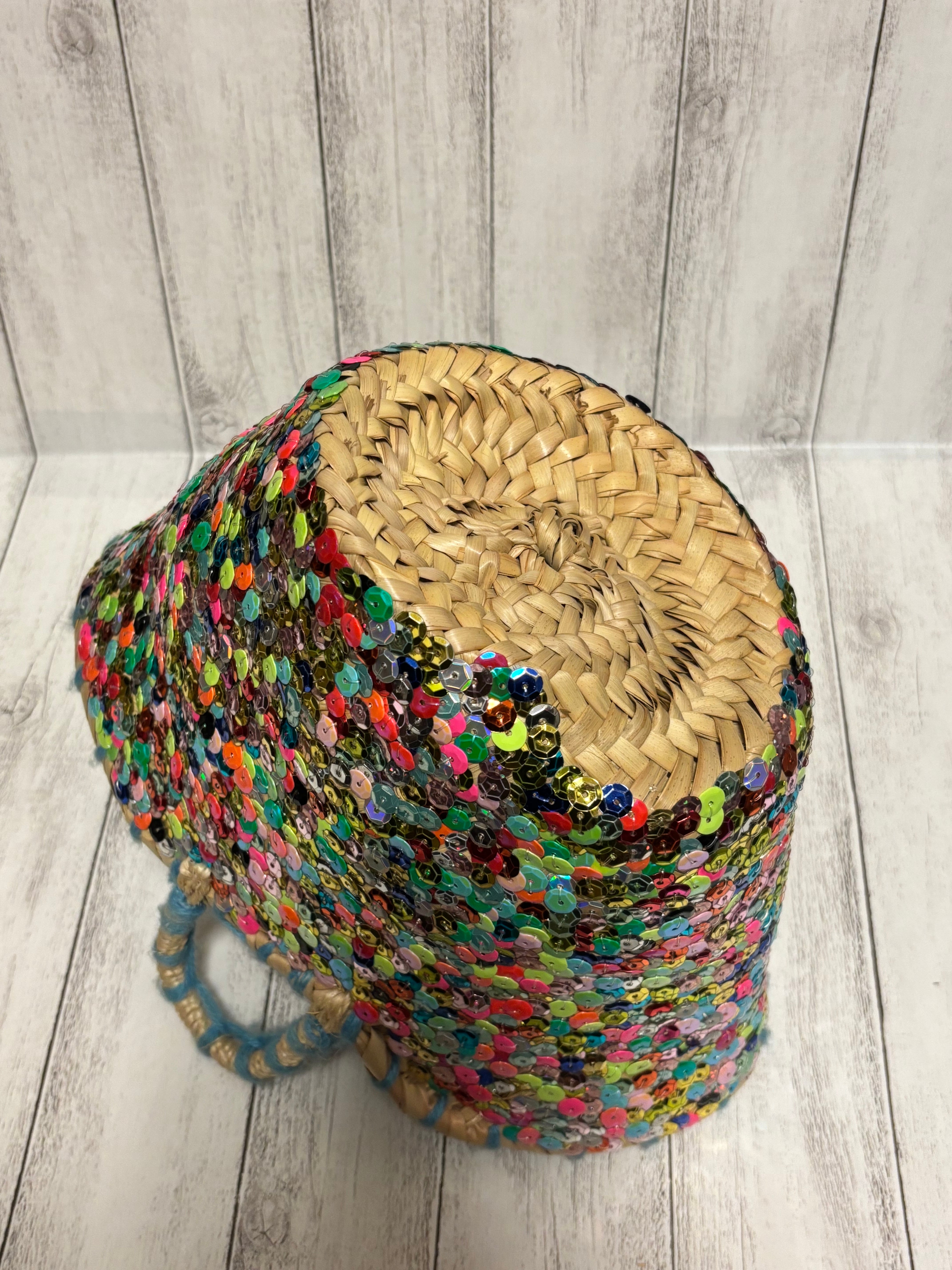 モロッコスパンコールカゴ