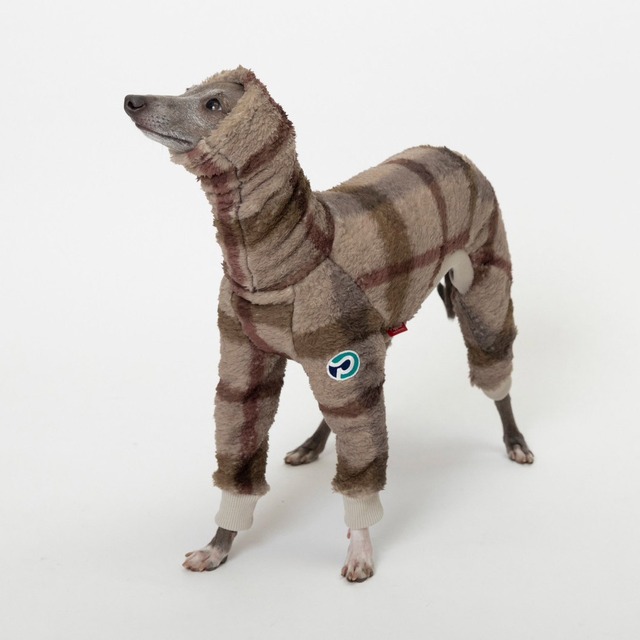 ビッグチェックボアロンパース　beige / イタグレ服