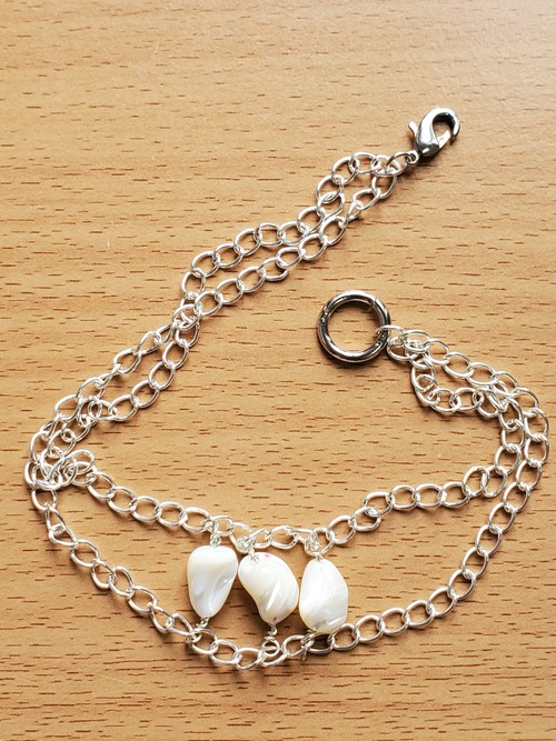 マザーオブパールの2連チェーンブレスレット 送料無料