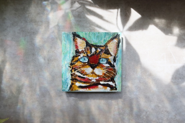 "ミャオ 01 - Meow 01" MINI WOOD PANEL 10㎝×10㎝