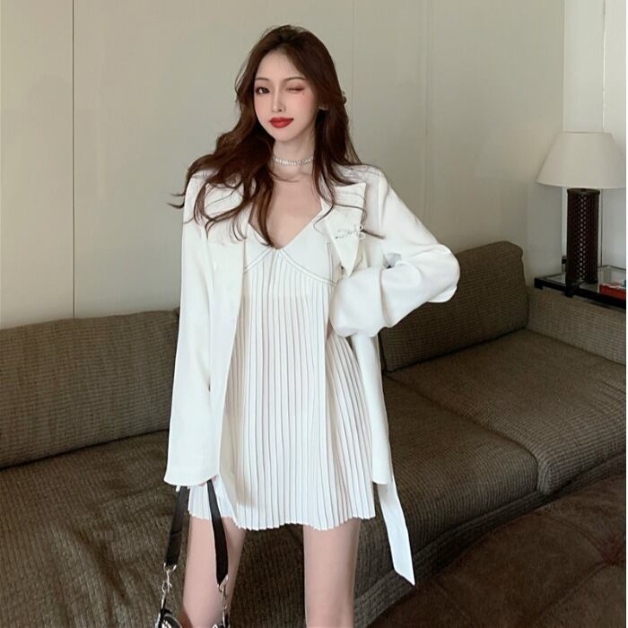 スプリングスタンダードVネックドレス スタイルルーズジャケット レトロ 春物 ドラファッションホール79722717633