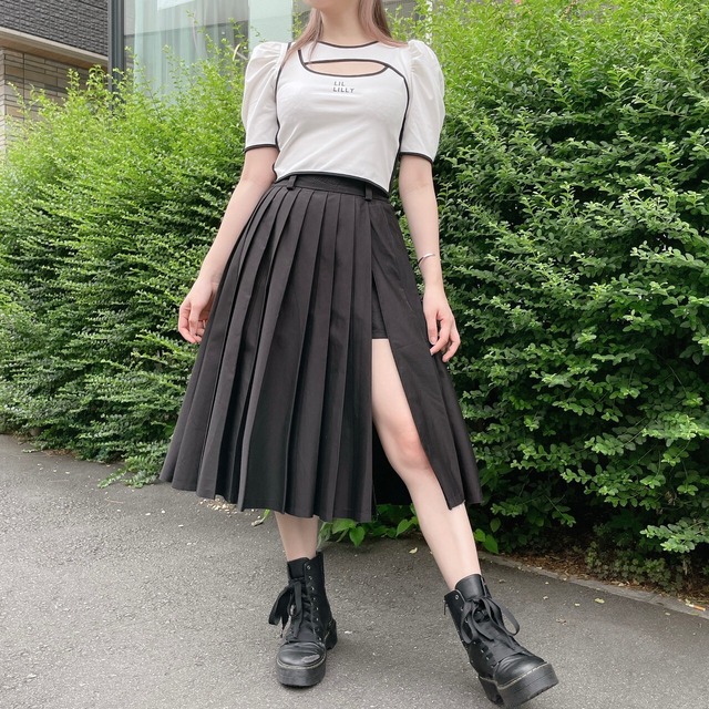 スリットプリーツロングスカート Lillilly Official Webstore
