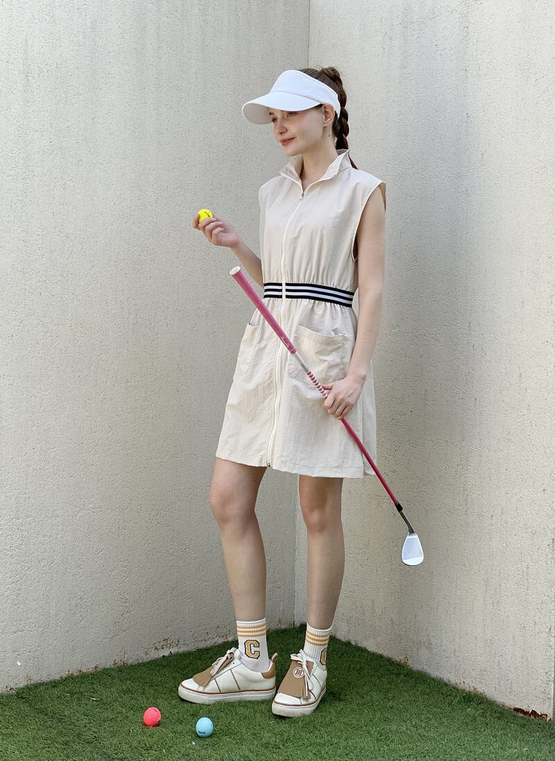 トリプルラインウエストノースリーブ ゴルフワンピース | Festa Golf