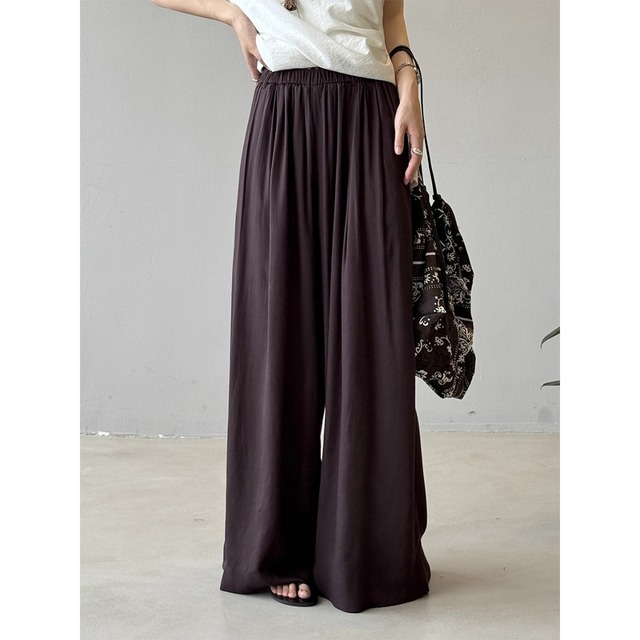 Elastic waist relaxed fit wide pants  ◇3colors 2114