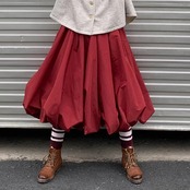 【3color】風景をまとうバルーンの詩色ボリュームスカート《W0208》