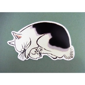 日本画切り抜き特殊はがき　ダイカットポストカード 広重 猫 眠り猫