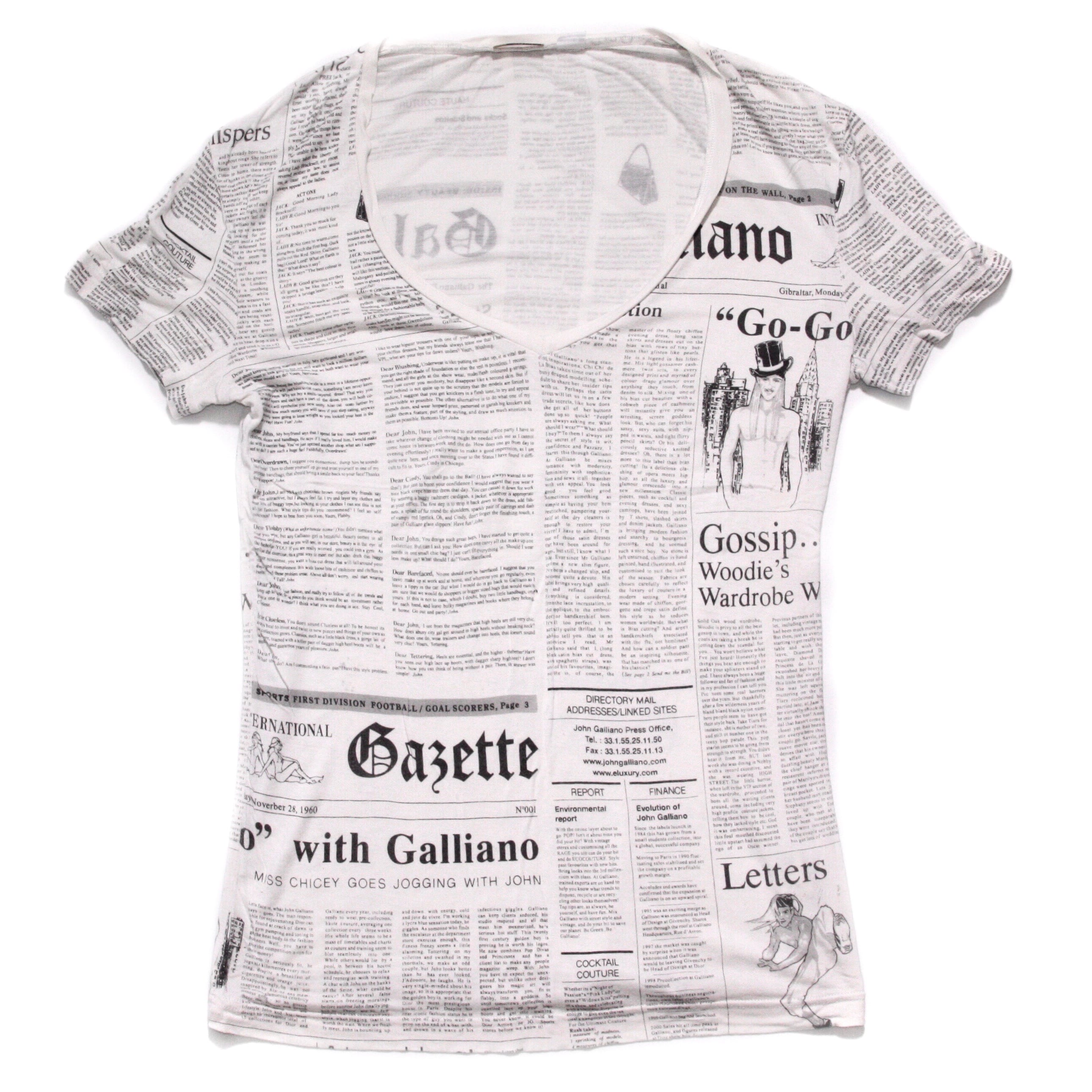 身幅44cmJohn Galliano  newspaper shirt
