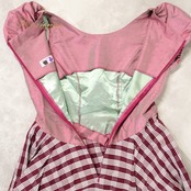 フラダンス 衣装 ワンピース ドレス ピンク系 Hula Liko フラ ダンス チェック柄 ワインレッド 半袖 光沢 かわいい ハワイアン アロハ 赤 ふんわり レッド系 ホワイト系