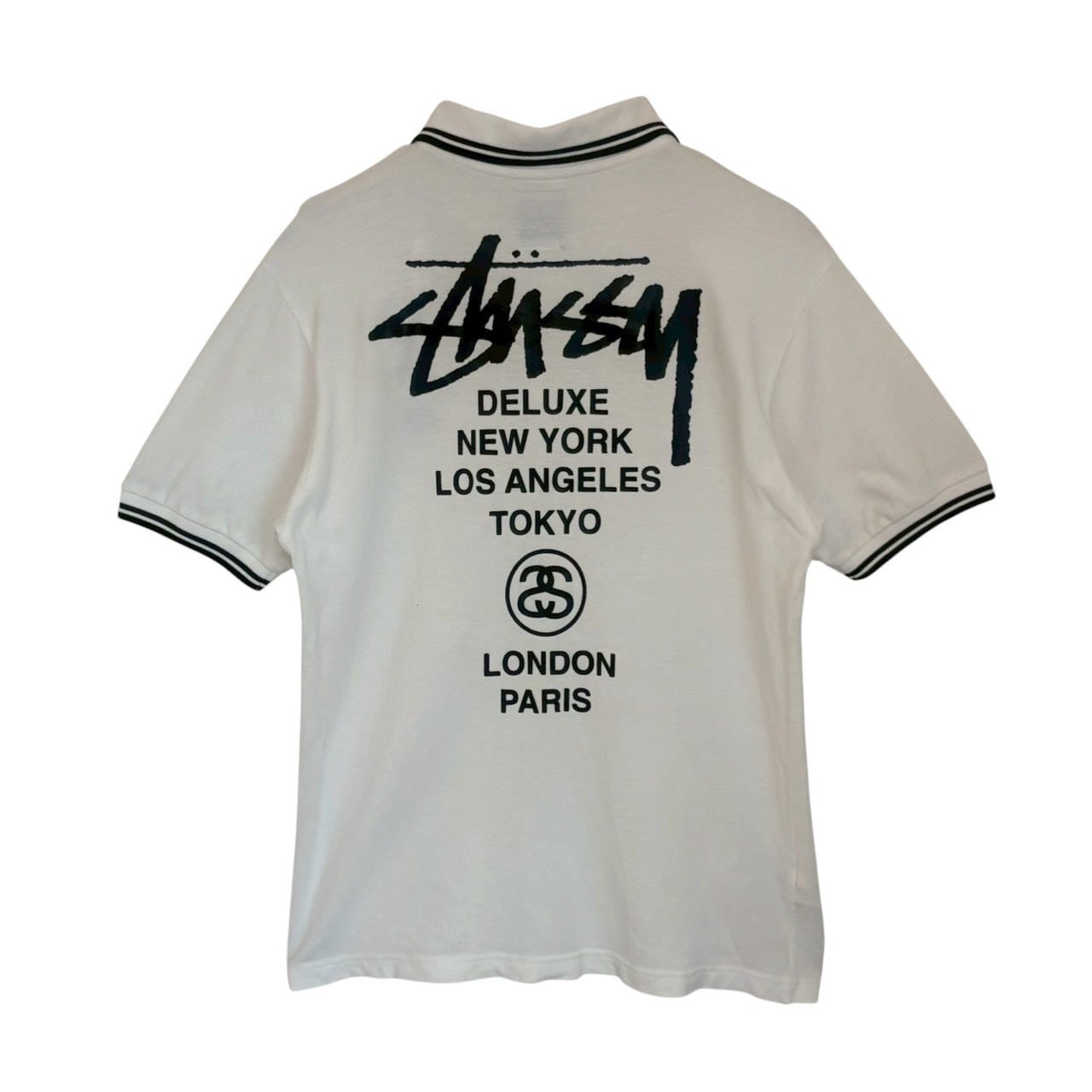stussy ステューシー ポロシャツ L バックロゴ プリント FRED PERRY
