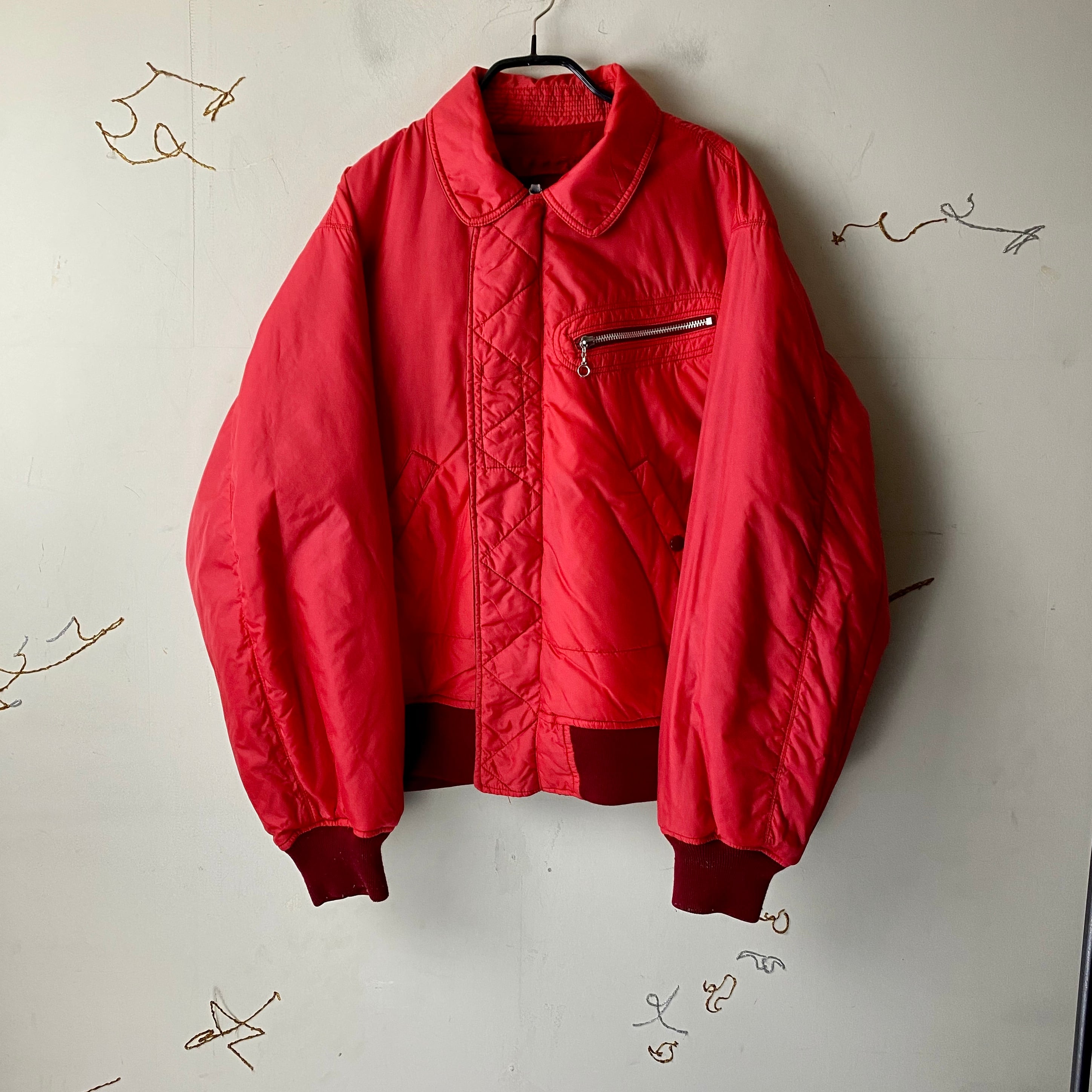 old MEN'S BA-TSU red color flight motif reversible jacket | NOIR