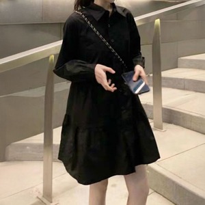 ティアード シャツワンピース レディース 春夏 韓国 チュニック きれいめ 大人 カジュアル シンプル ゆったり Aライン ロングシャツ 長袖 大人可愛い 大人女子