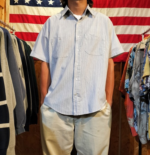 Used 半袖シャツ◆USA製 XL REDKAP ストライプ ワークシャツ◆USA古着　ヴィンテージ