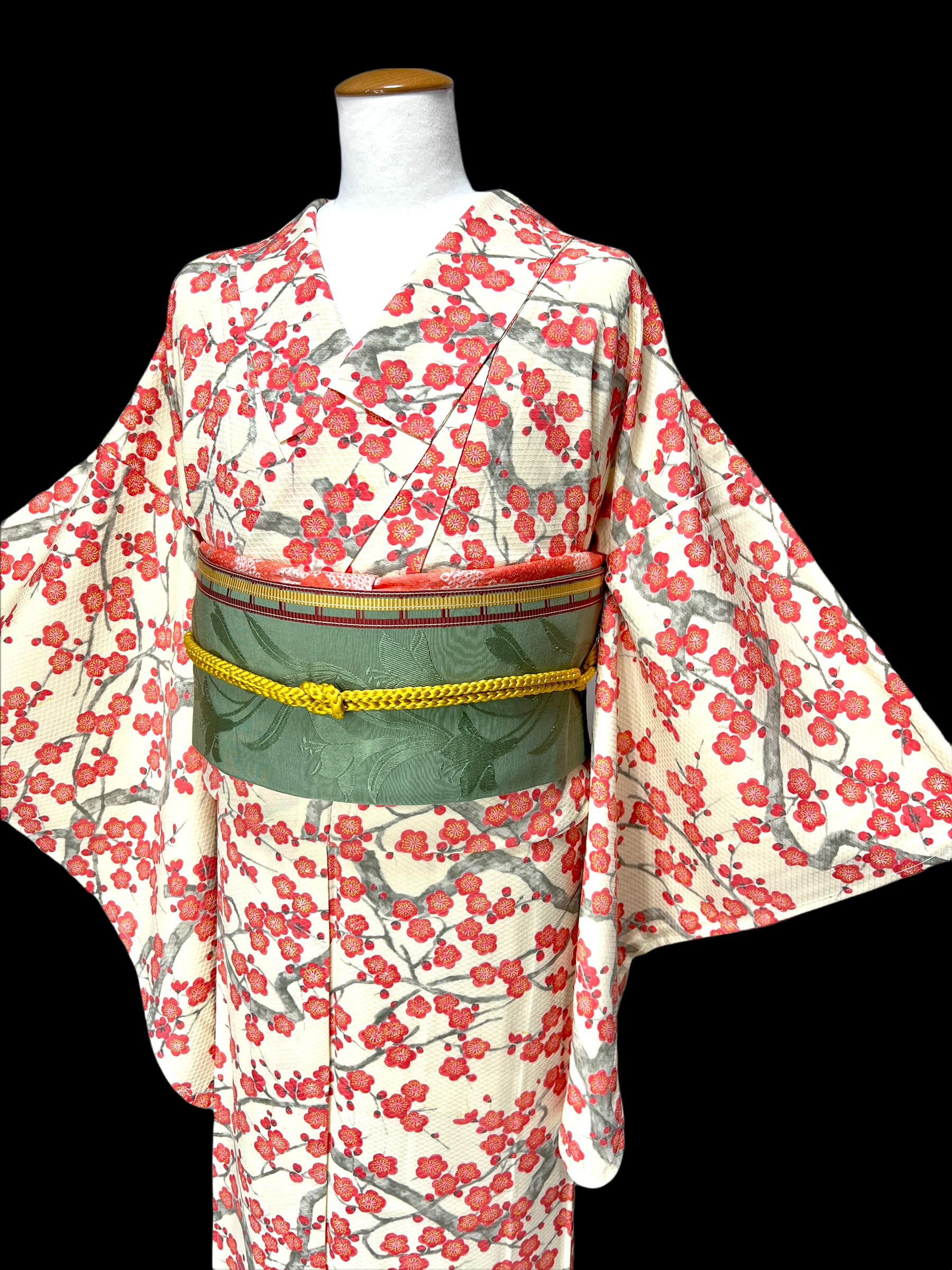 小紋 袷着物 着物 きもの カジュアル着物 リサイクル着物 kimono 梅花 ...