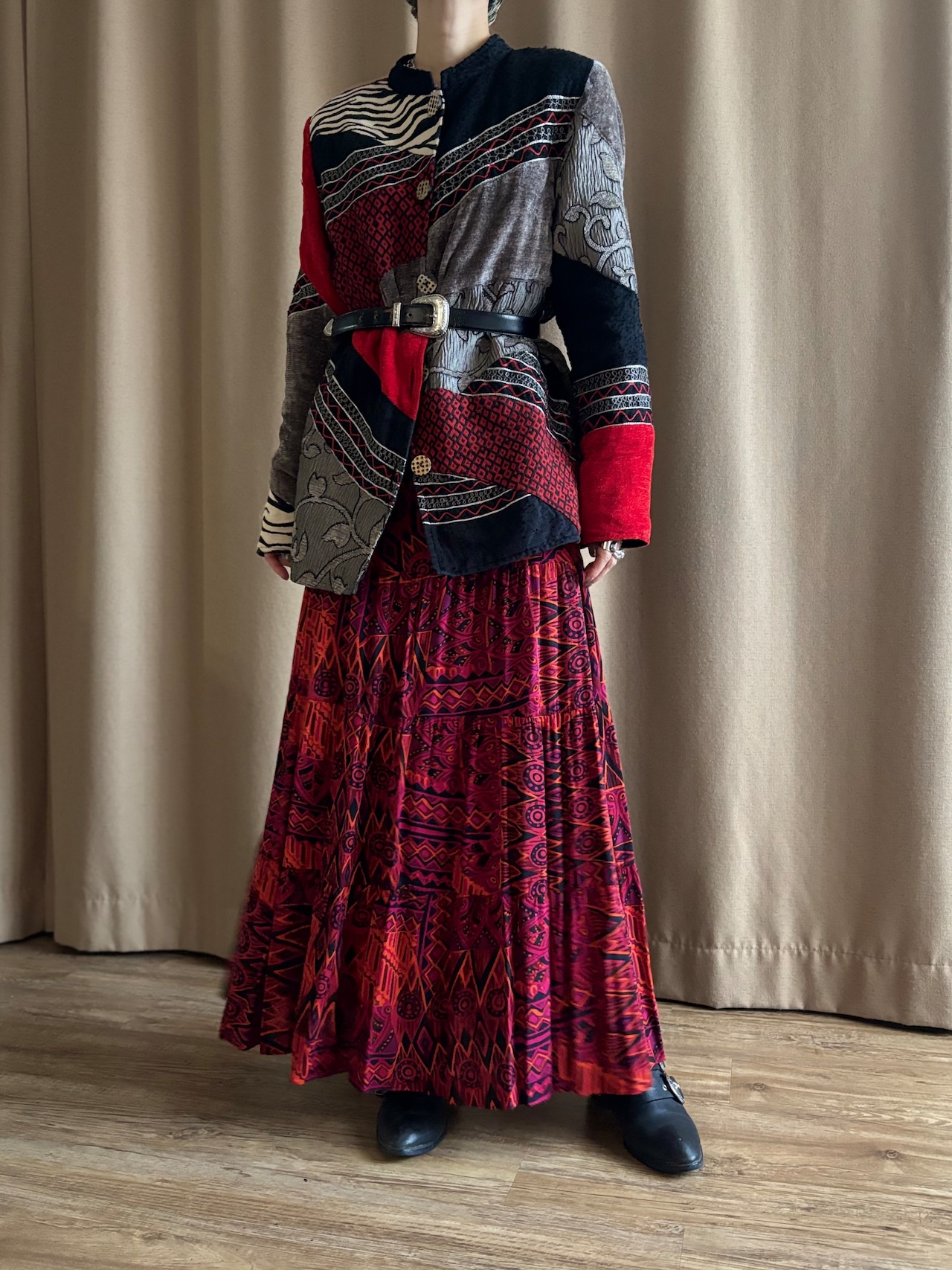 geometric mode patchwork jacket-5122-12