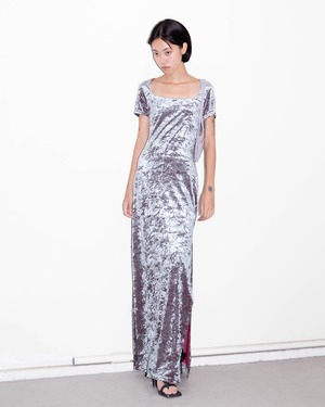 1990s crush velour side-slit dress
