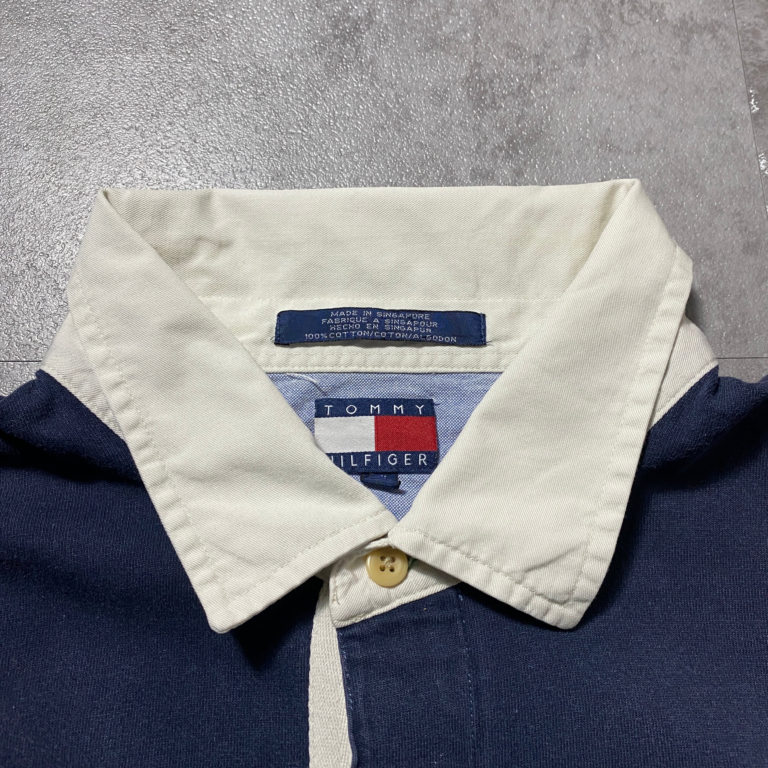 00年代 90s トミーヒルフィガーボーダー柄 ポロシャツロンT 古着 