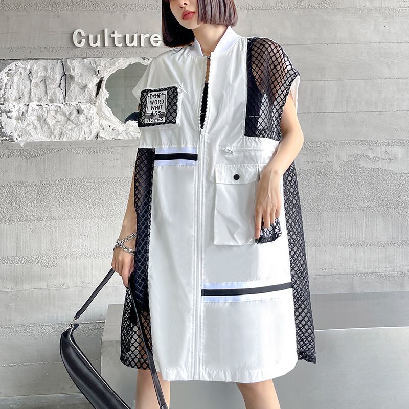 ホワイトレディースサマー薄手ルーズメッシュ 夏物 ラブタオタオダレンハウス42616496635