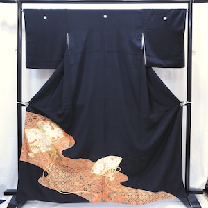 着物・黒留袖・扇・正絹・No.200701-0086・梱包サイズ80