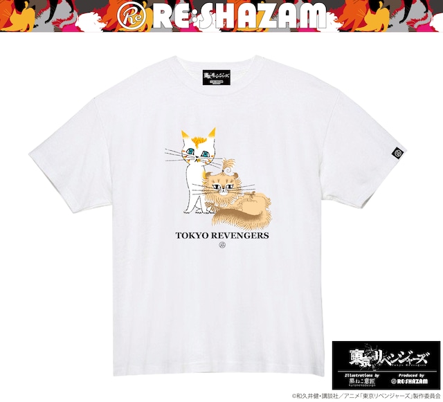 〈東京リベンジャーズ〉タケミチ猫＆マイキー猫Tシャツ(Illustrations by 黒ねこ意匠)