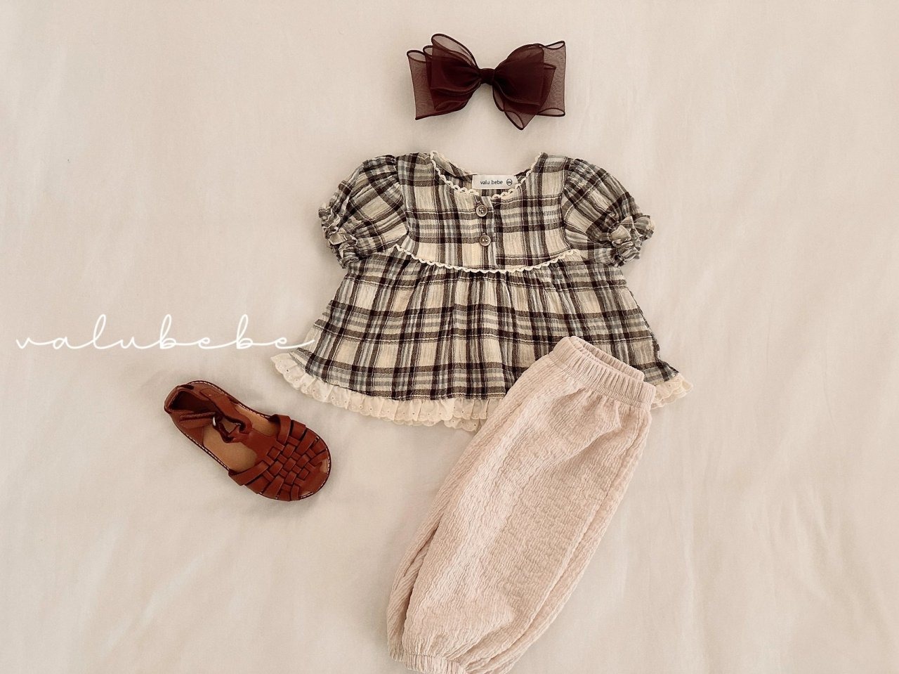 [valubebe] Check Check Puff Blouse / [벨루베베] 첵첵퍼프블라우스