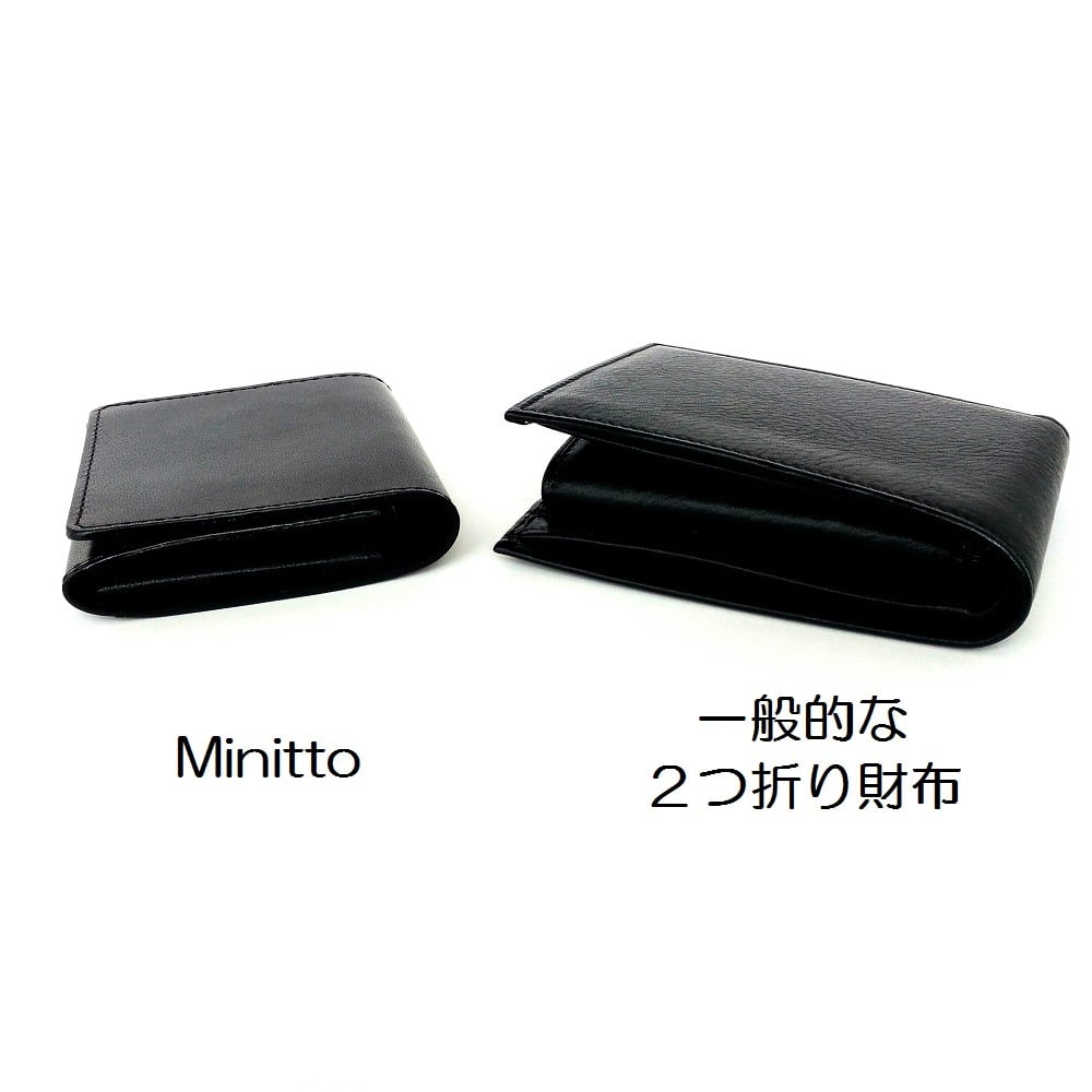 Minitto（牛革 栃木レザー）/ ミニ財布 / お札折らない 二つ折り 使い ...