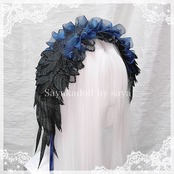 ♡ Gothic feather オーガンジーフリルリボンヘッドドレス red ♡
