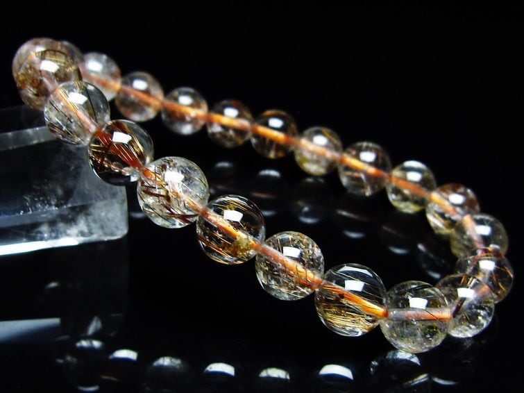 キャッツアイルチルクォーツ ブレスレット 8mm ルチルクォーツ ブレス